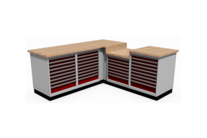 hoekopstelling met verlaagd deel t.b.v. boormachine