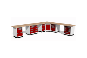 hoekopstellingen met schuifladekasten