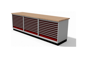 werkbankopstelling met schuifladekasten