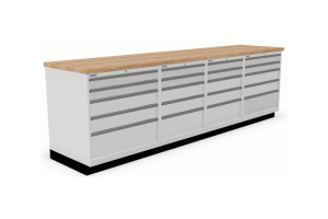 werkbankopstelling met schuifladekasten