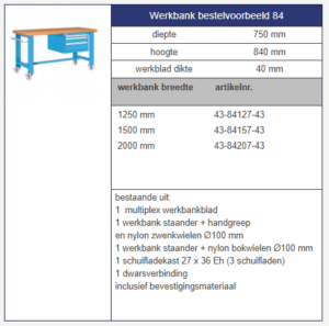 werkbank specs verrijdbaar