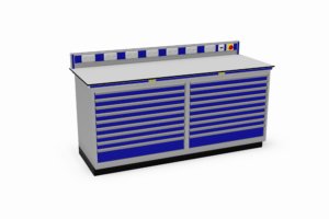 kastenopstelling met energiegoten en een 13 mm Volkern werkblad